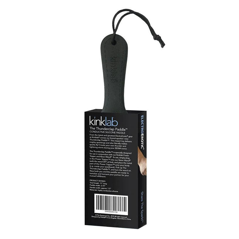 Kinklab - the thunderclap paddle - e-stim -  box back view | Flirtybay.com.au
